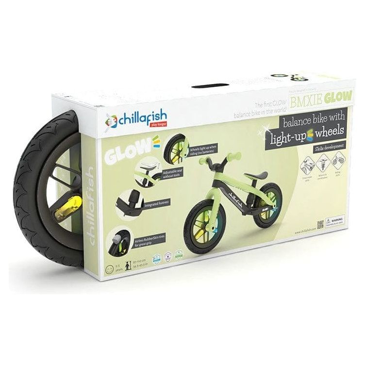 Chillafish Bmxie Glow Balance Bike 2-5 Years in Pistachio Green in box