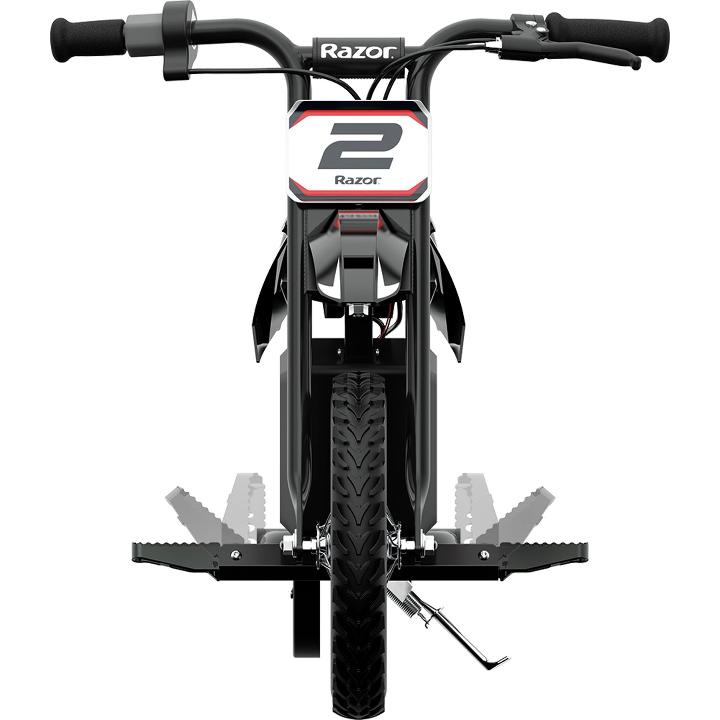 Razor Dirt Rocket MX125 - Black front with footrest mechanism