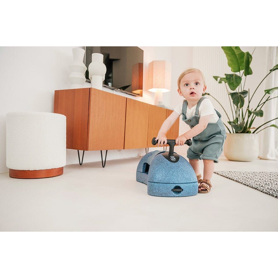 boy walking with Scoot and Ride My First 3-in-1 Baby Walker & Ride on - Steel