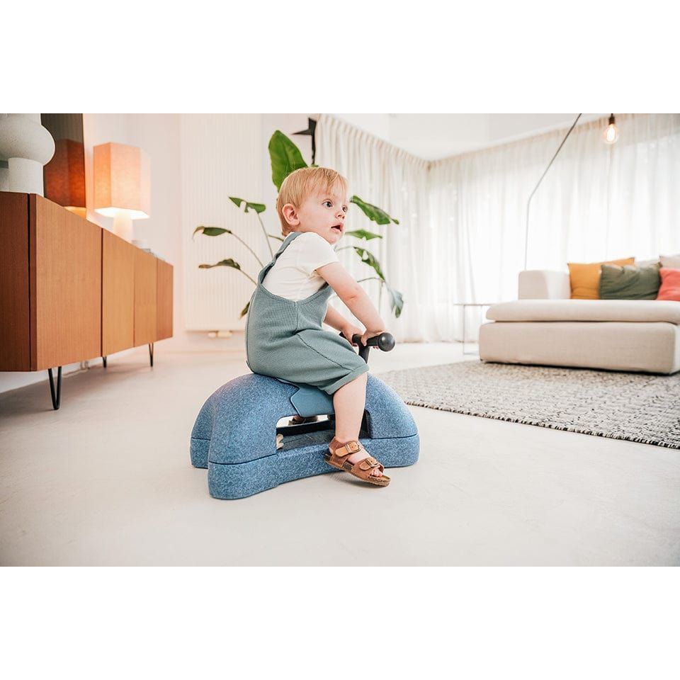 boy sitting on Scoot and Ride My First 3-in-1 Baby Walker & Ride on - Steel