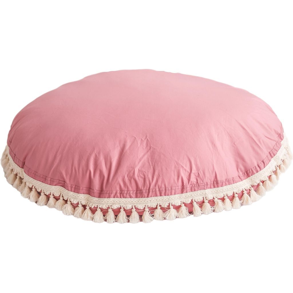 MINICAMP Large Floor Cushion With Tassels in Rose
