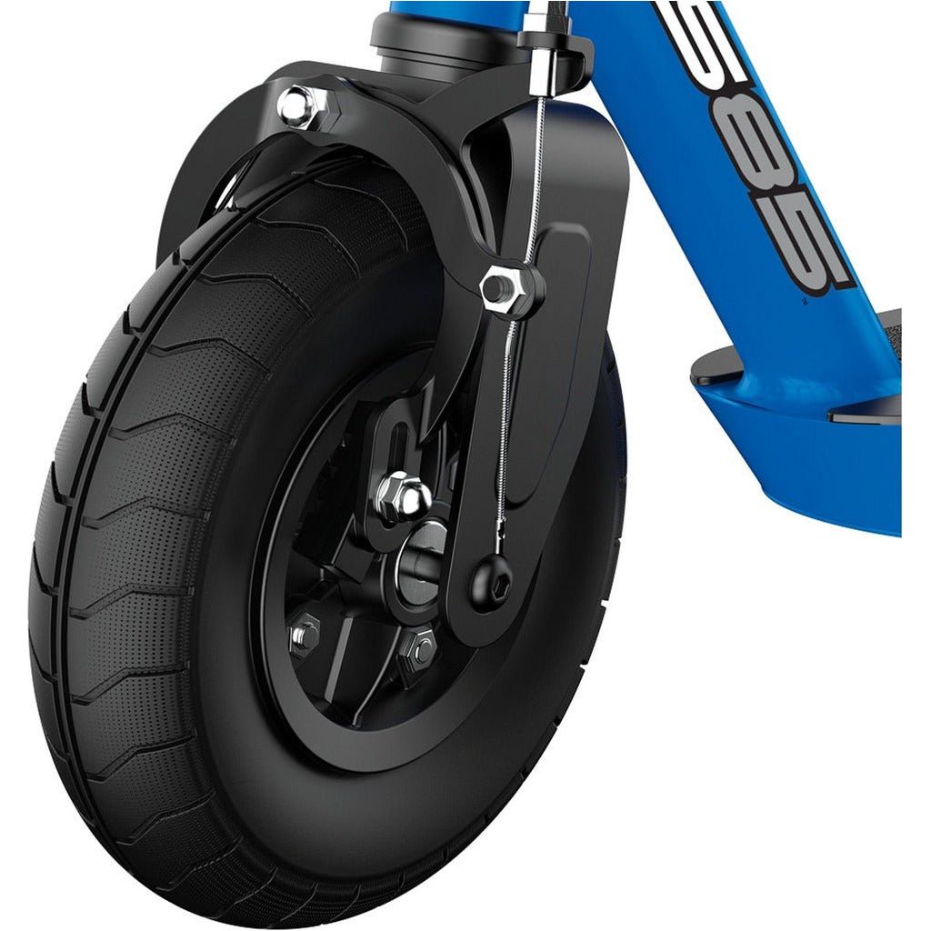 Razor PowerCore S85 12 volt Scooter - Blue front wheel close up