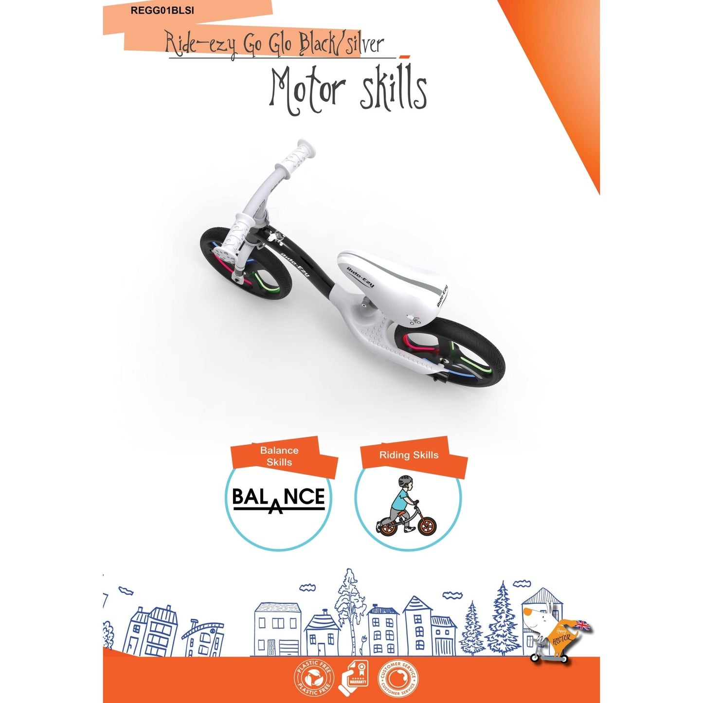Ride-Ezy Go Glo Balance Bike - Black & Silver motor skills development information