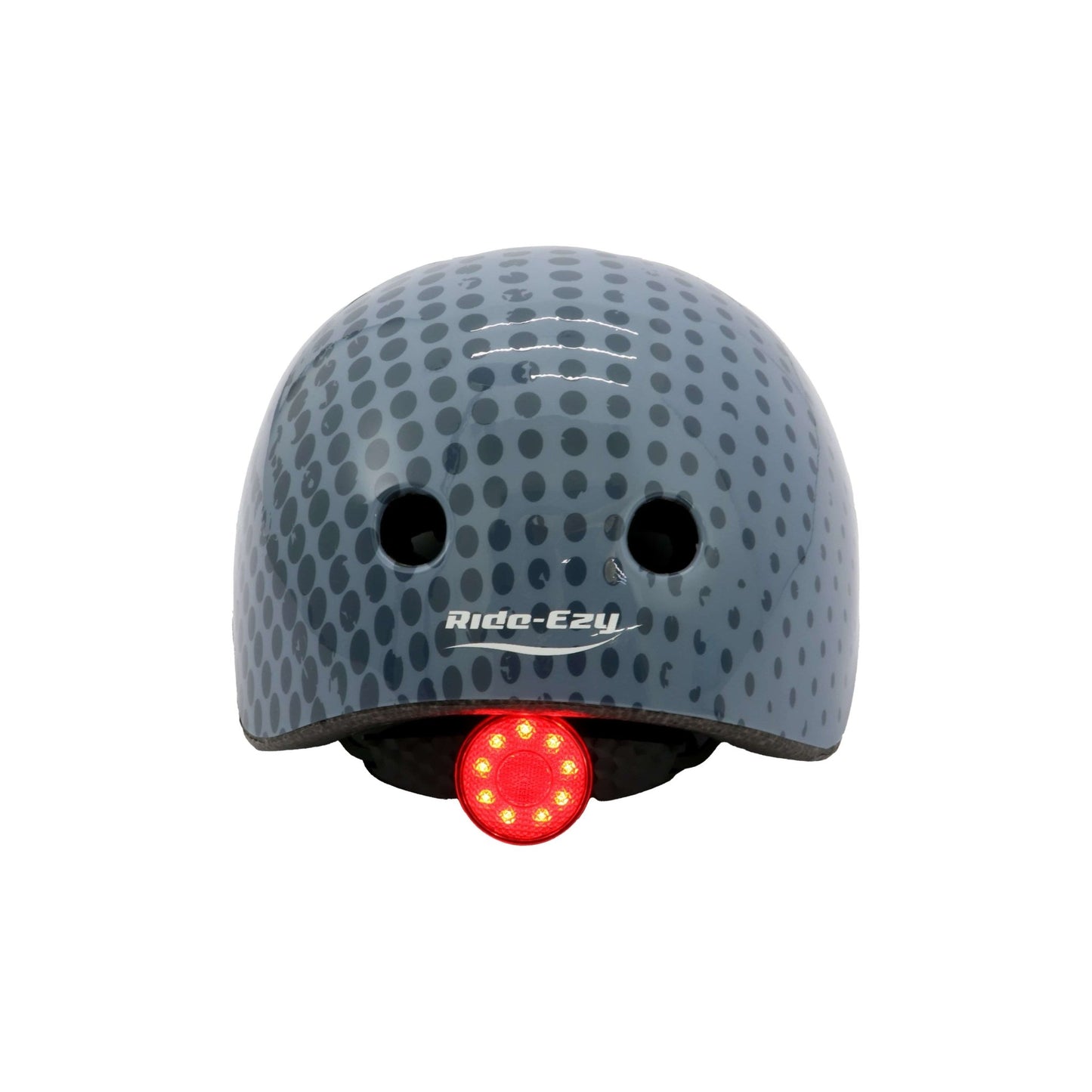 Ride-Ezy Hector 48-53cms Kids Helmet - Thunder Clouds rear with safety light