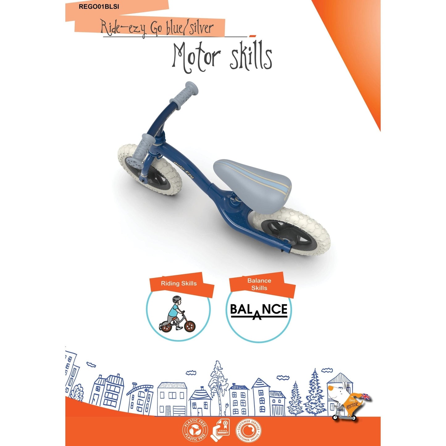 Ride-Ezy Go Balance Bike - Blue & Silver skills development information