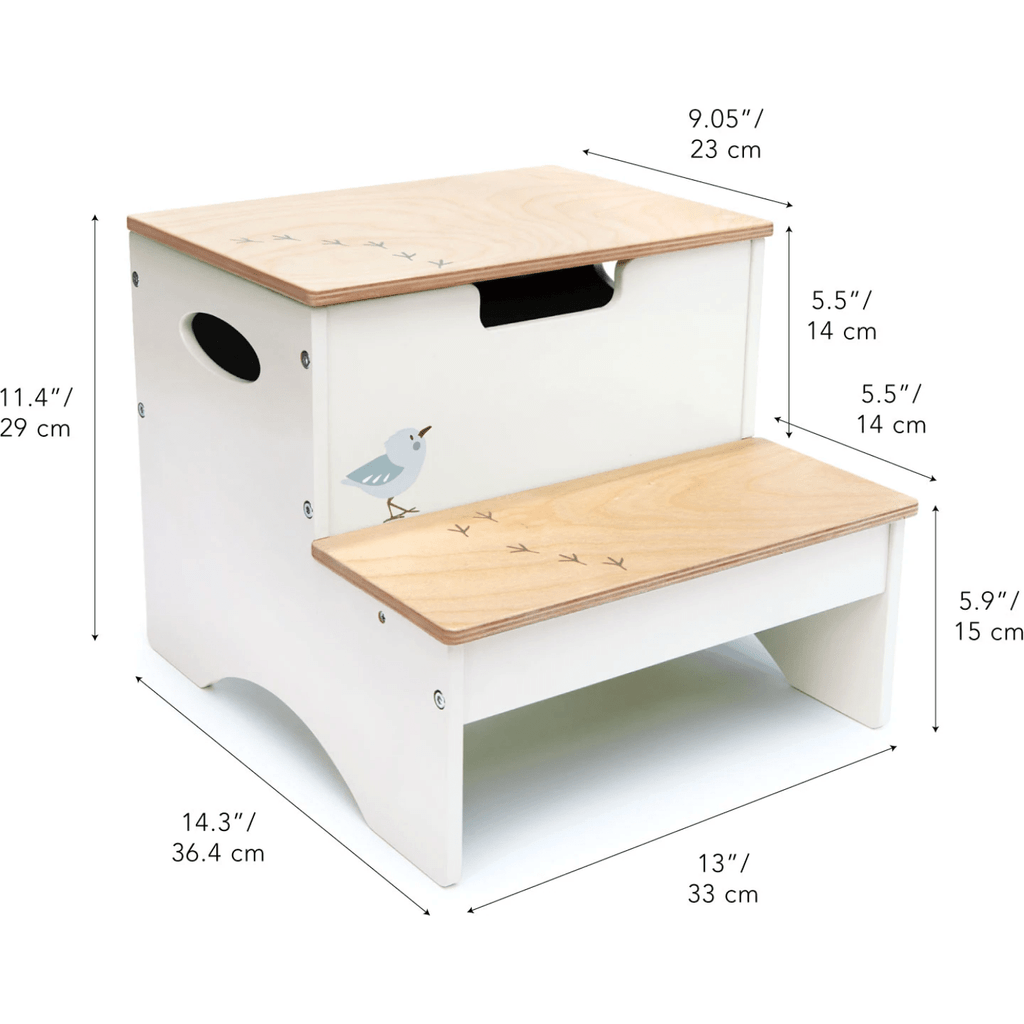 Tender Leaf Forest Steps Wooden Step Stool dimensions