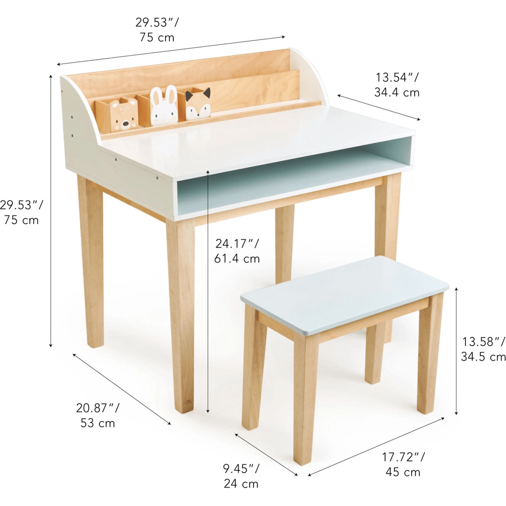 Tender Leaf Wooden Desk and Chair