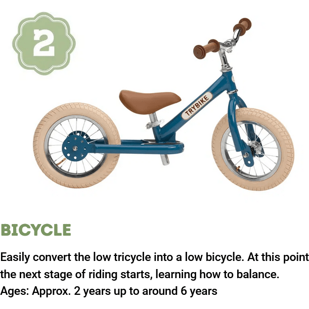 TryBike - Steel 2 in 1 Balance Trike Bike - Vintage Blue stage 2