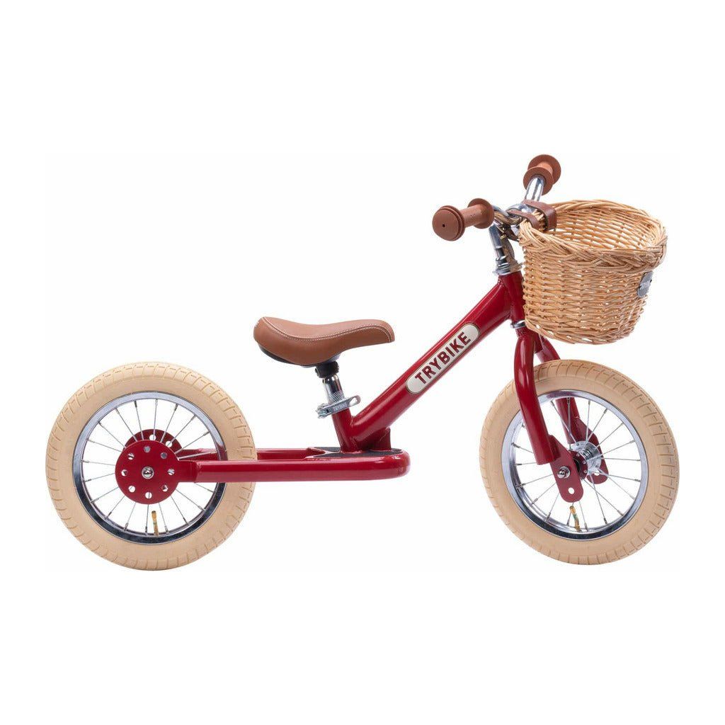 TryBike Bundle - Vintage Red 2-in-1 Trike/Bike, Helmet and Basket stage 2 right side