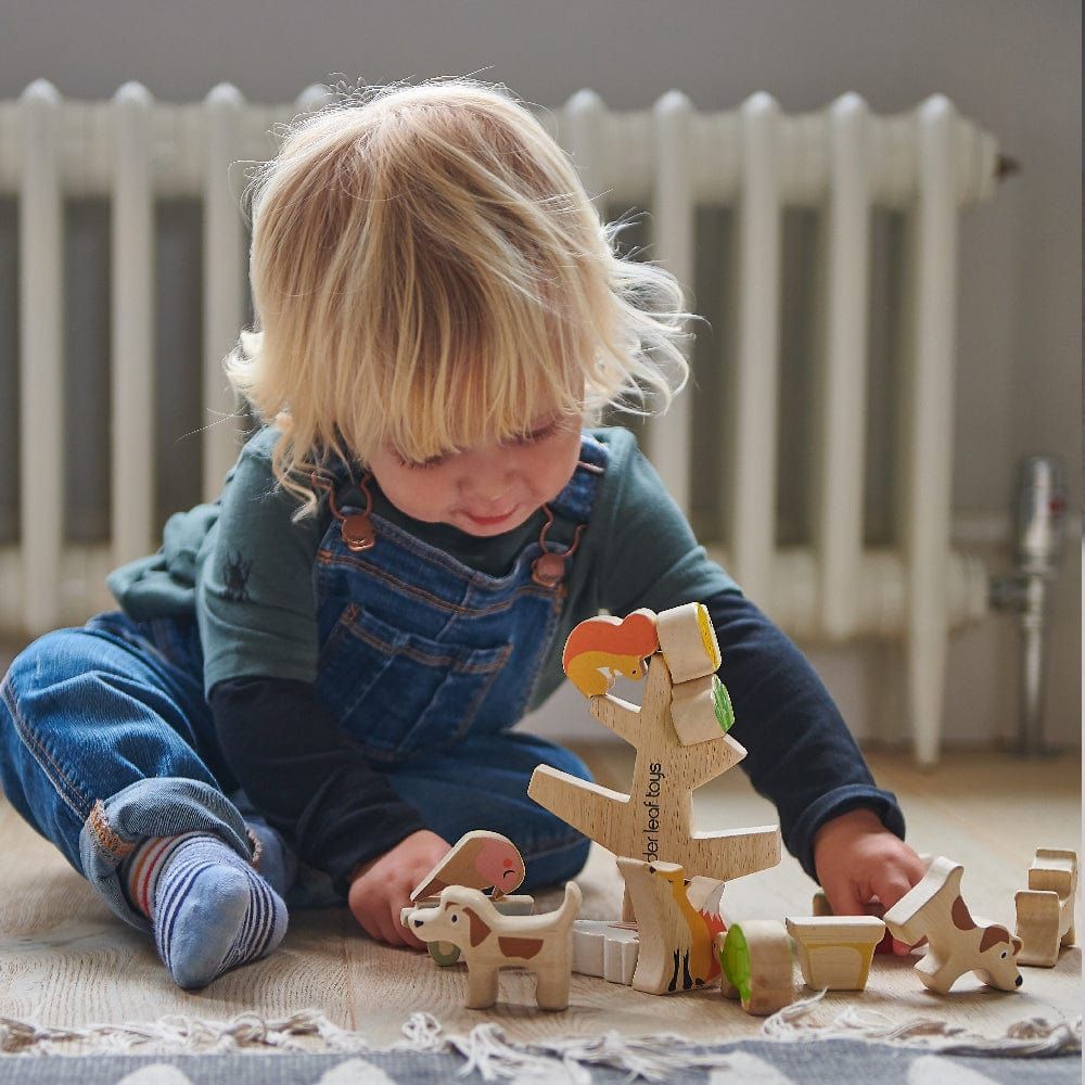 child playing with ThreadBear Garden Stacker & Garden Book Bundle