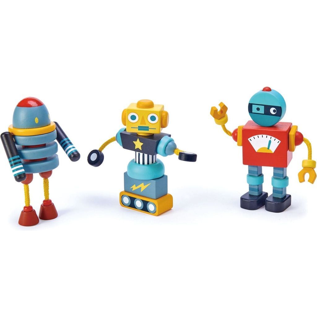 Tender Leaf Robot Construction Wooden Figures