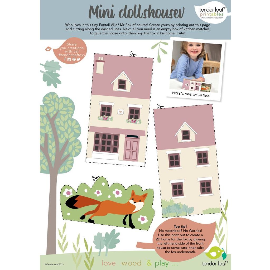 Tender Leaf Wooden Doll House Foxtail Villa + Furniture play sheet