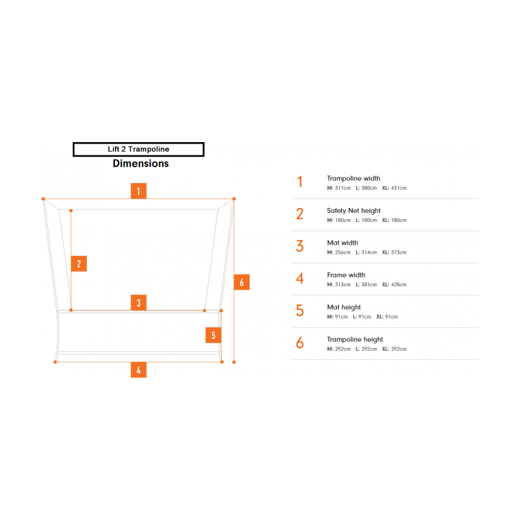 Vuly Lift 2 Trampoline dimensions