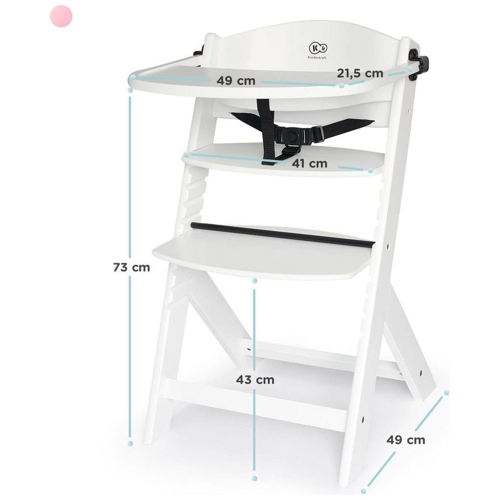 Kinderkraft Enock High Chair - White dimensions