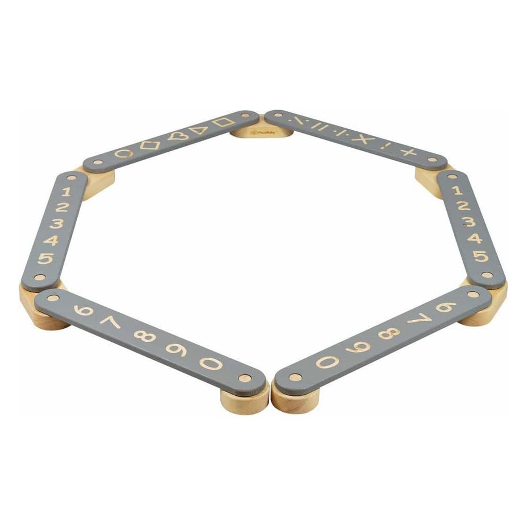 Wooden Balance Beam - 6 Piece Set in grey with numbers