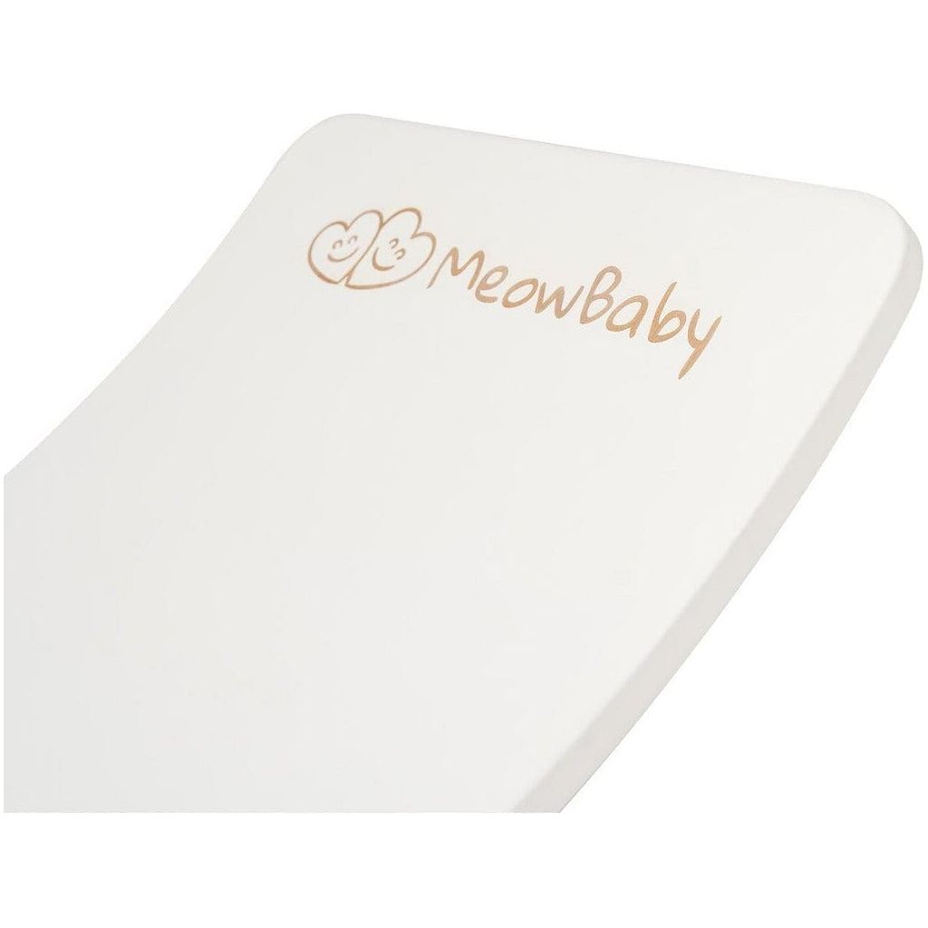 MeowBaby Wooden Balance Board - 80cm x 30cm - White logo close up