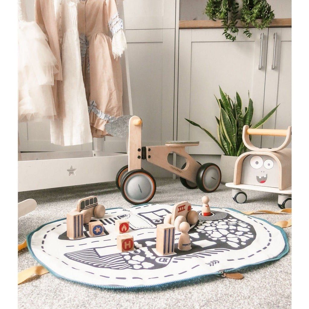 playroom with Mama Toyz Wooden Monster Ride-On Age 12 Months +