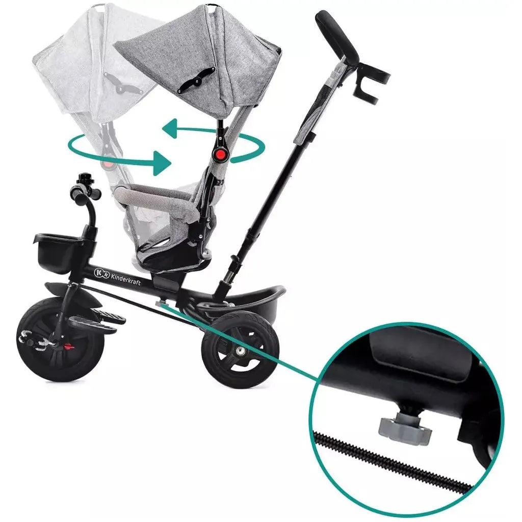Kinderkraft Aveo Tricycle - Grey seat lock close up
