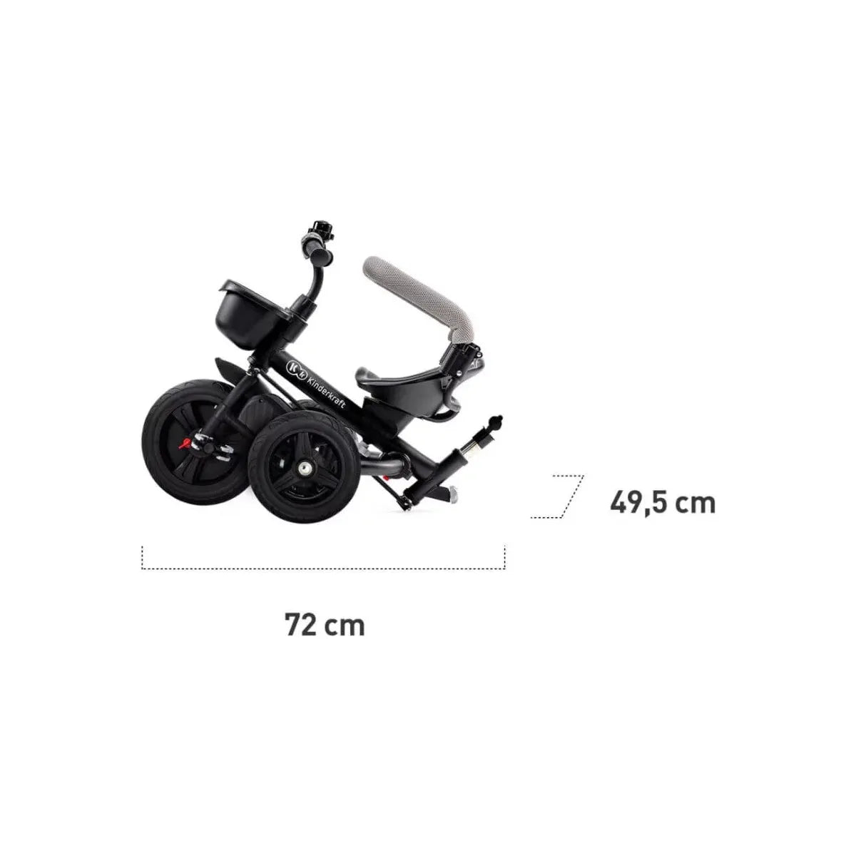 folded Kinderkraft Aveo Tricycle - Green dimensions