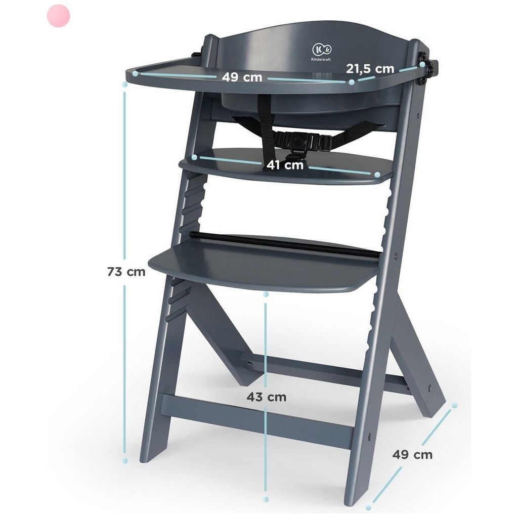 Kinderkraft Enock High Chair - Grey dimensions