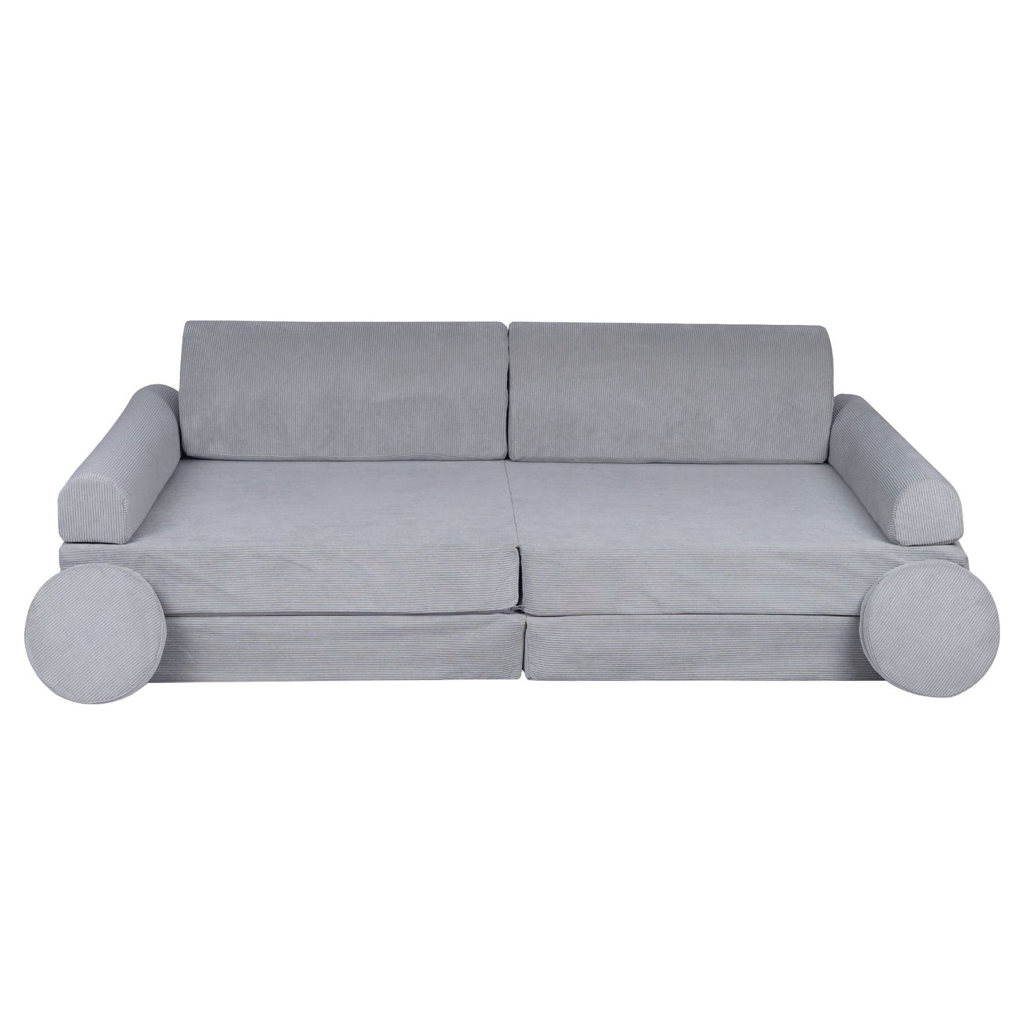 MeowBaby Kids Soft Play Sofa & Fold Out Bed - Corduroy Grey