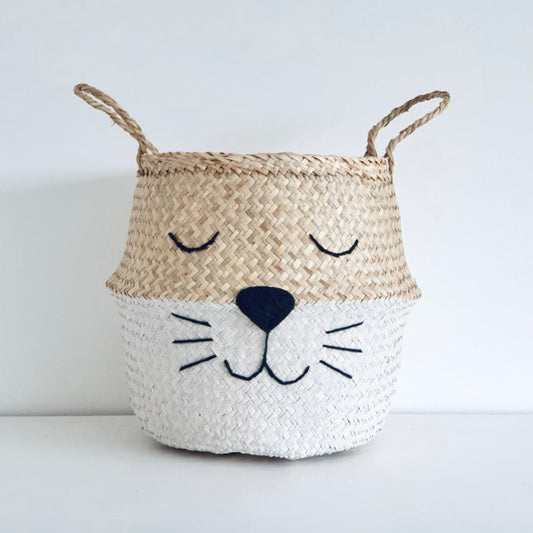 White Bottom Cat Whiskers Basket - Large