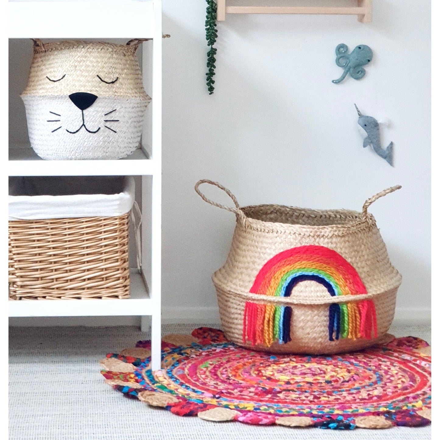 Vivid Tassel Rainbow Basket - Extra Large