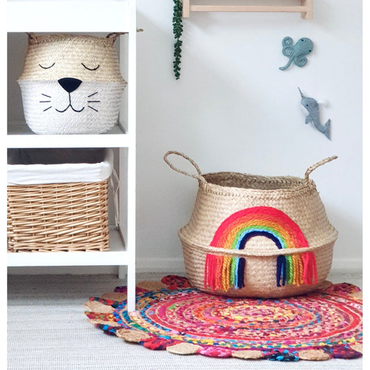 Vivid tassel rainbow basket - Extra Large
