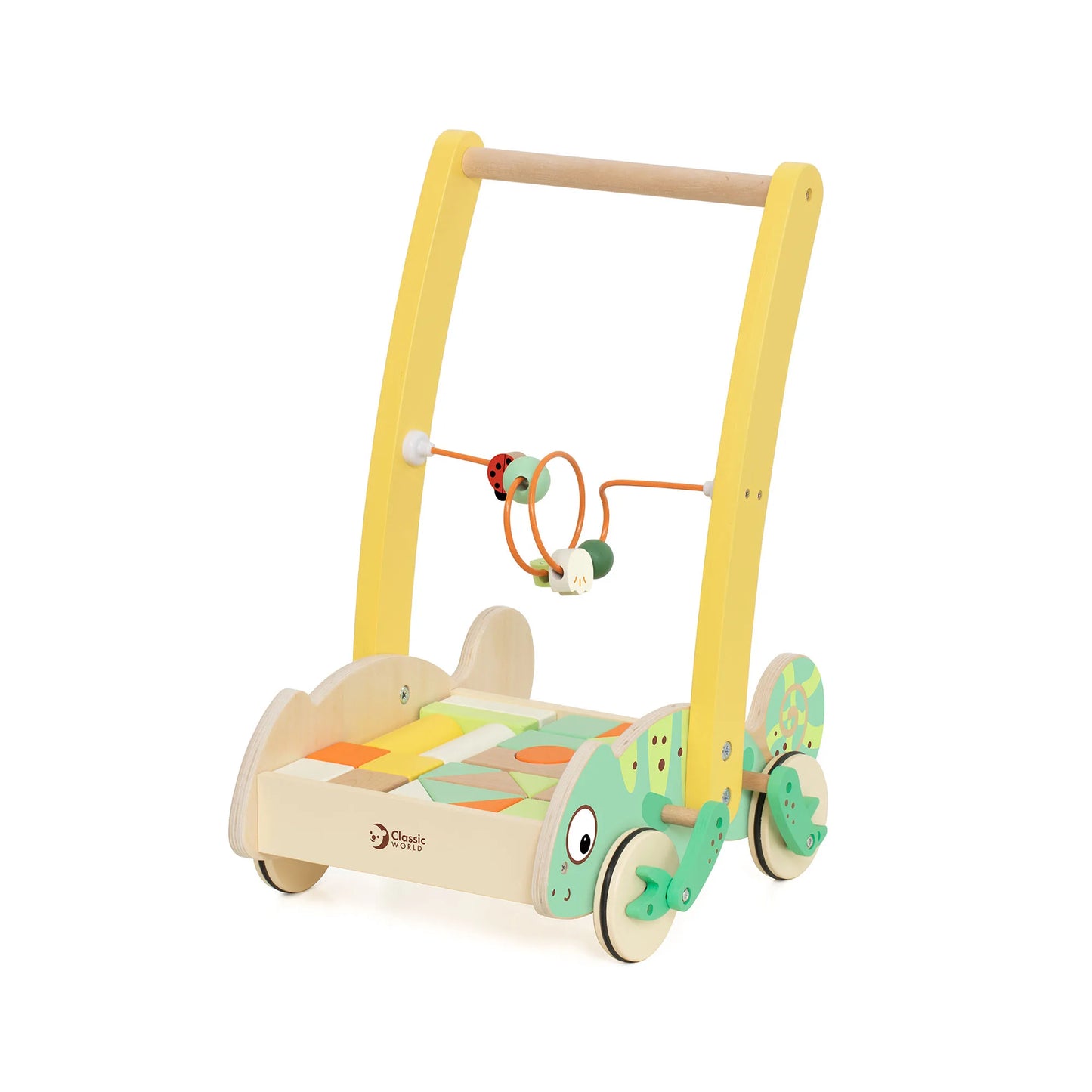 Classic World - Baby Walker With Blocks - Chameleon