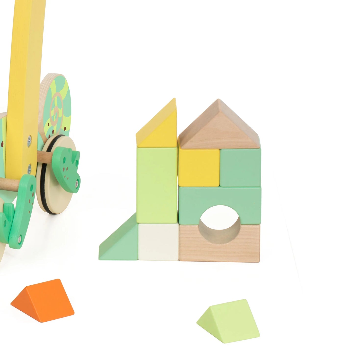Classic World - Baby Walker With Blocks - Chameleon