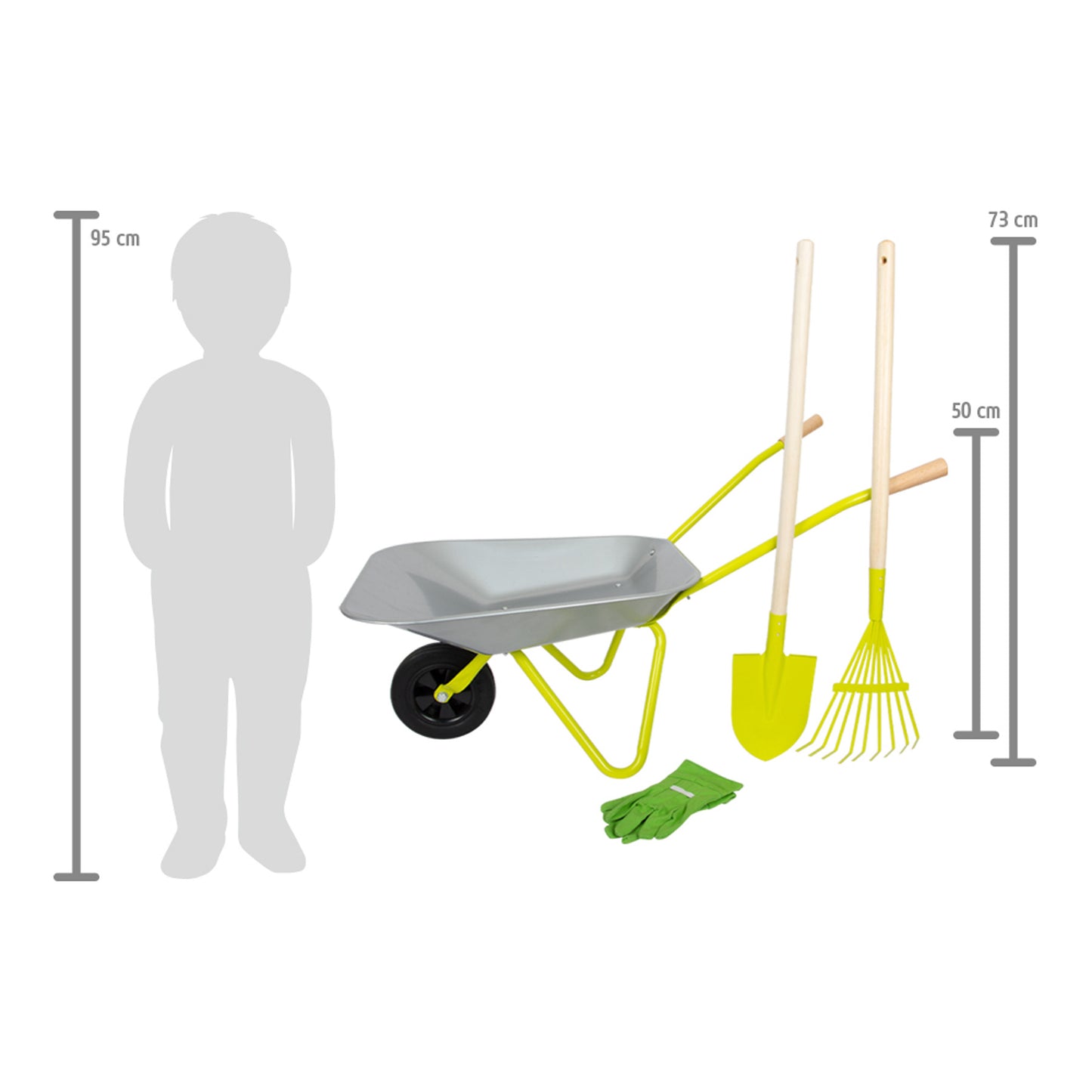 Small Foot Wheelbarrow with Gardening Tools