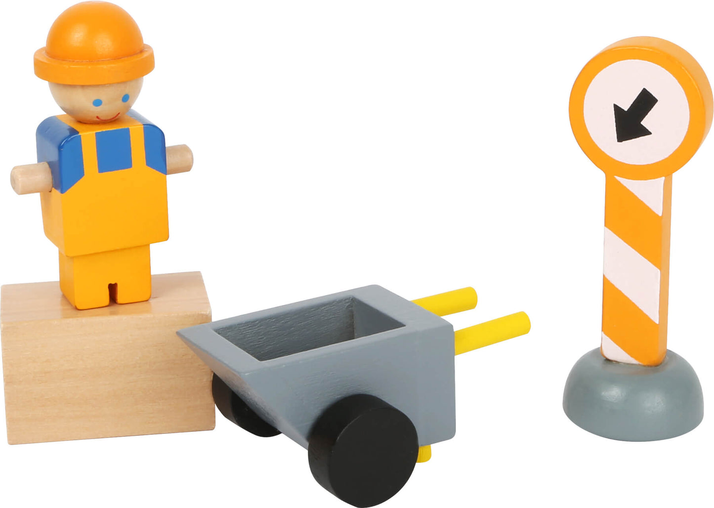 Small Foot Wooden Crane with Construction Site Accessories