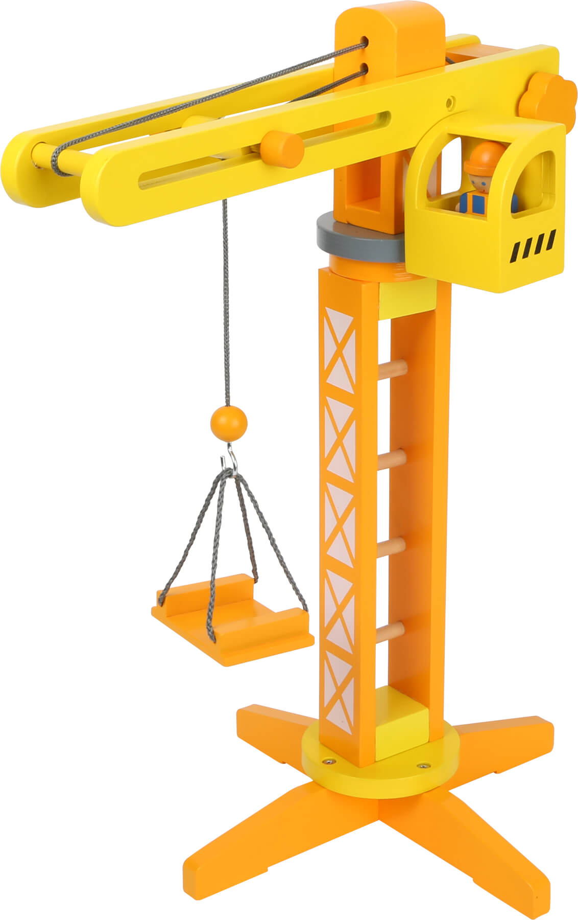 Small Foot Wooden Crane with Construction Site Accessories