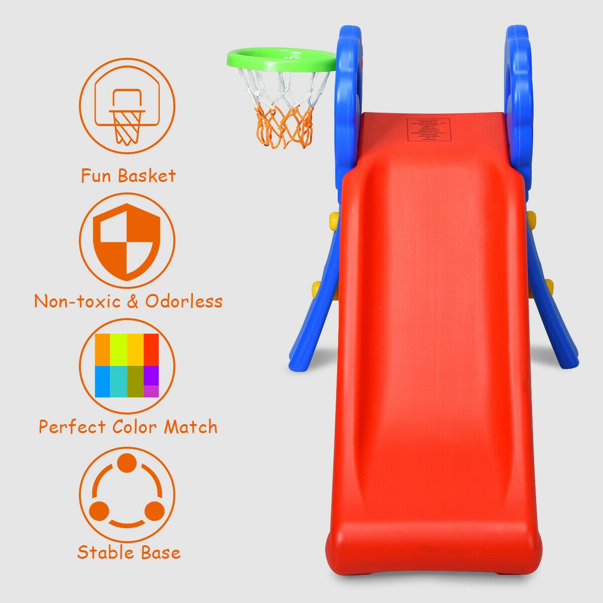 Folding Child's First Slide with Basketball Hoop