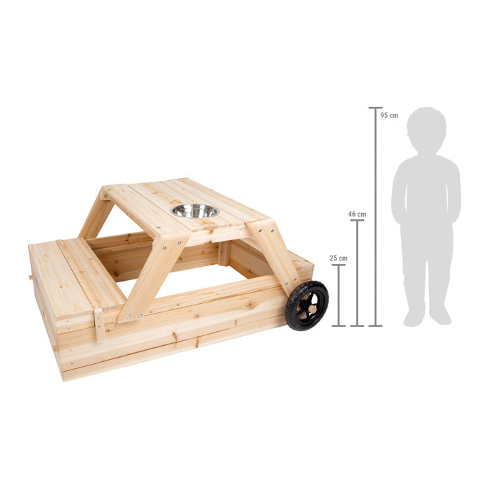 Small Foot Sandbox with Seating Area and Mud Table