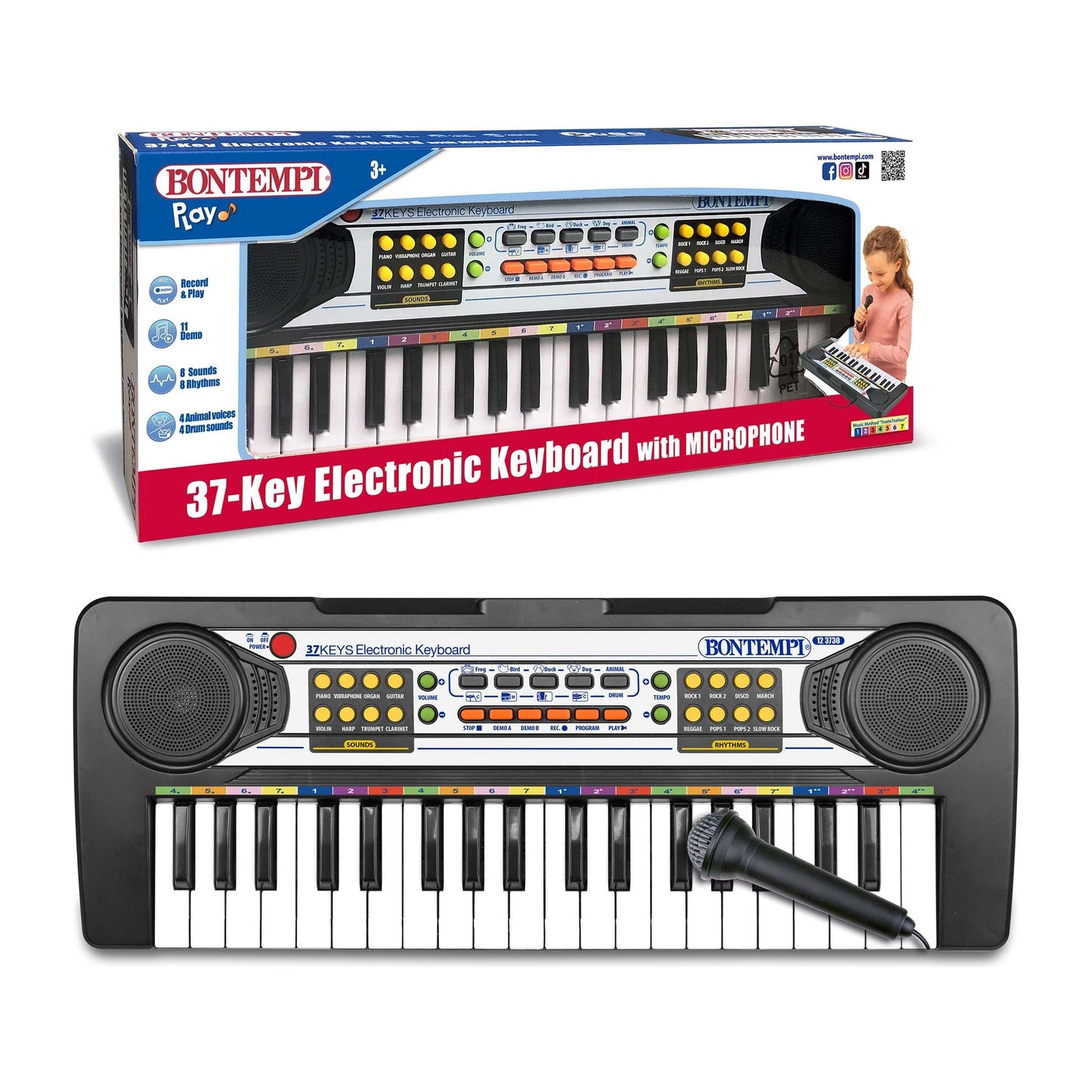 Bontempi 37-Key Electronic Keyboard with Microphone