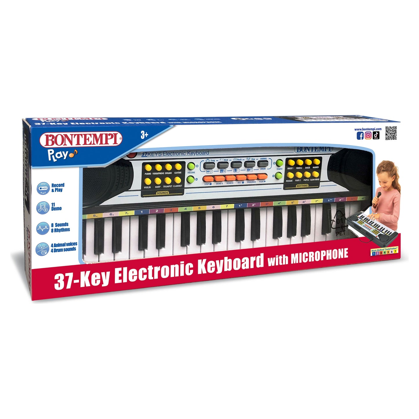 Bontempi 37-Key Electronic Keyboard with Microphone