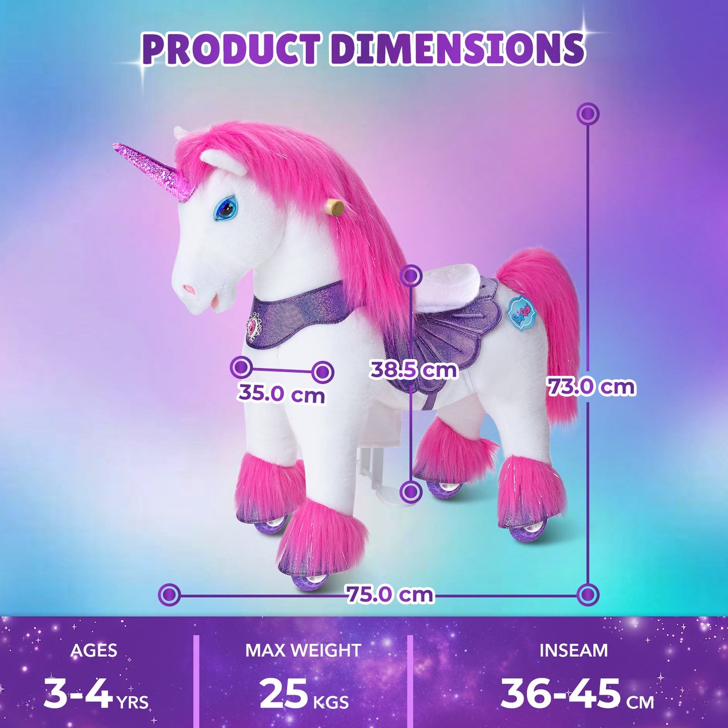 Model Y Pink Unicorn Rideable Toy for Age 3-4