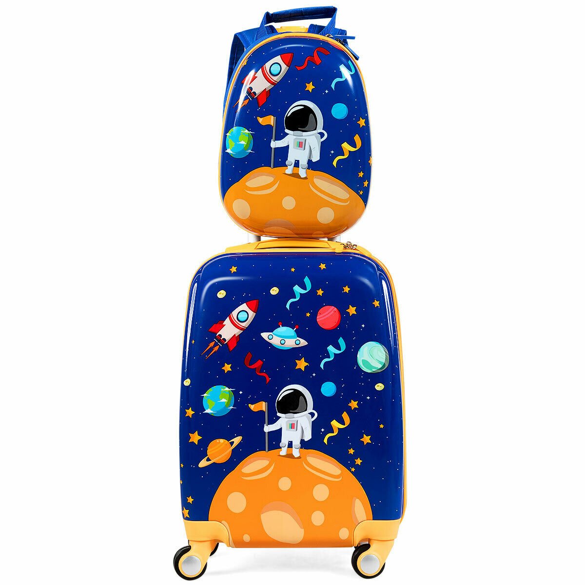 ABS Kids Backpack Luggage Set Children Suitcase Travel Schoo-Navy - The Online Toy Shop - Costway - 3