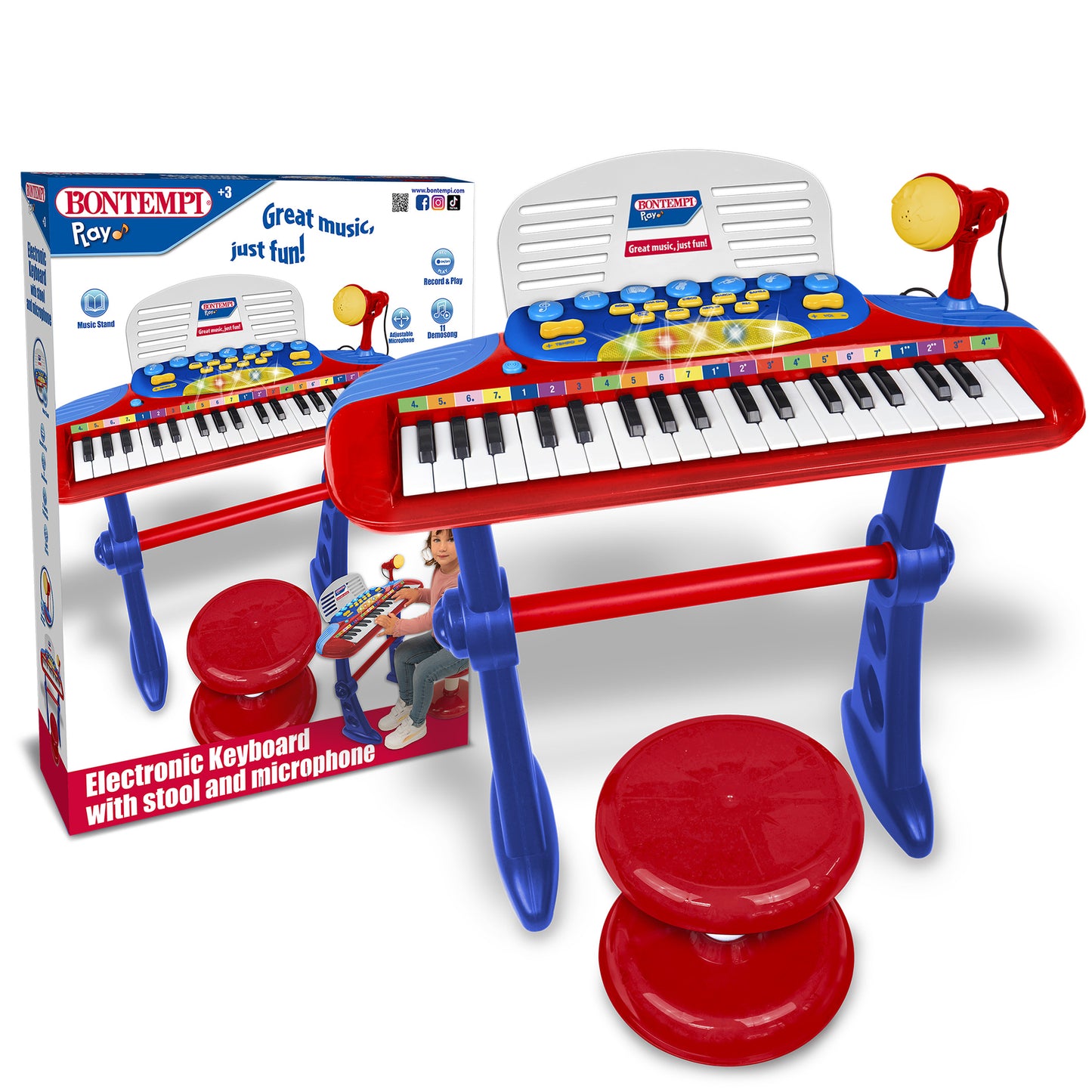 Bontempi Electronic Organ With Legs, Microphone and Stool