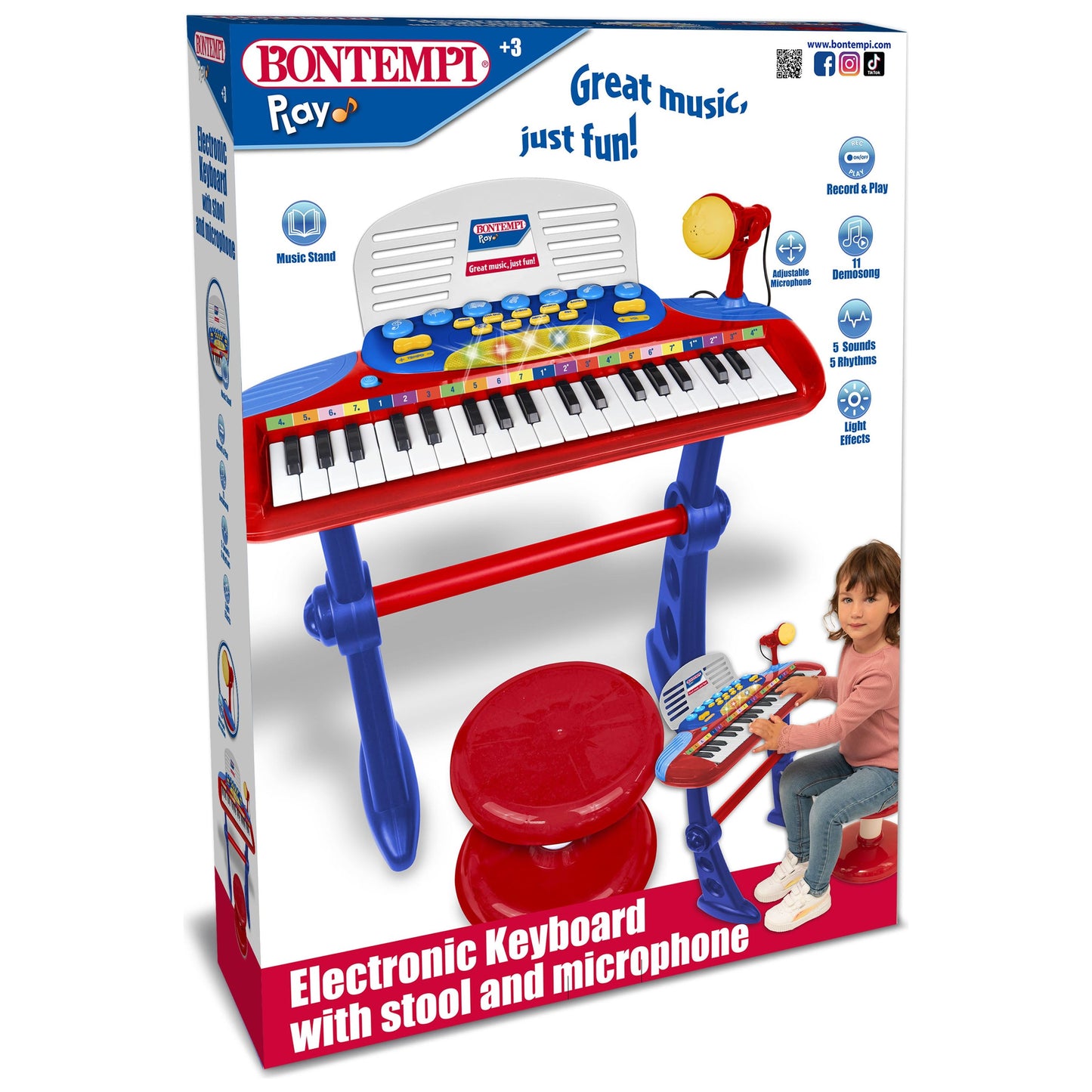 Bontempi Electronic Organ With Legs, Microphone and Stool