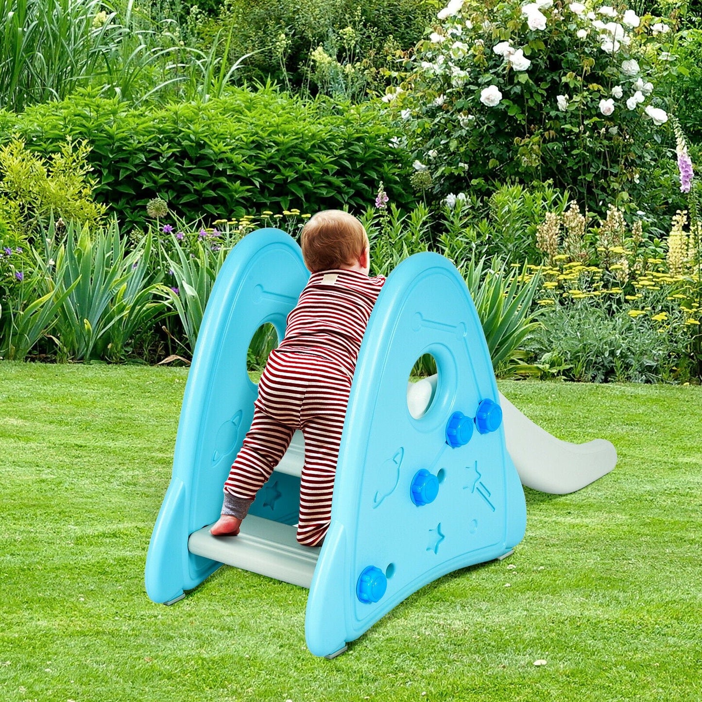 Kids Slide Playground Garden Climber Slide Set Children Baby Toys Out / Indoor-Blue