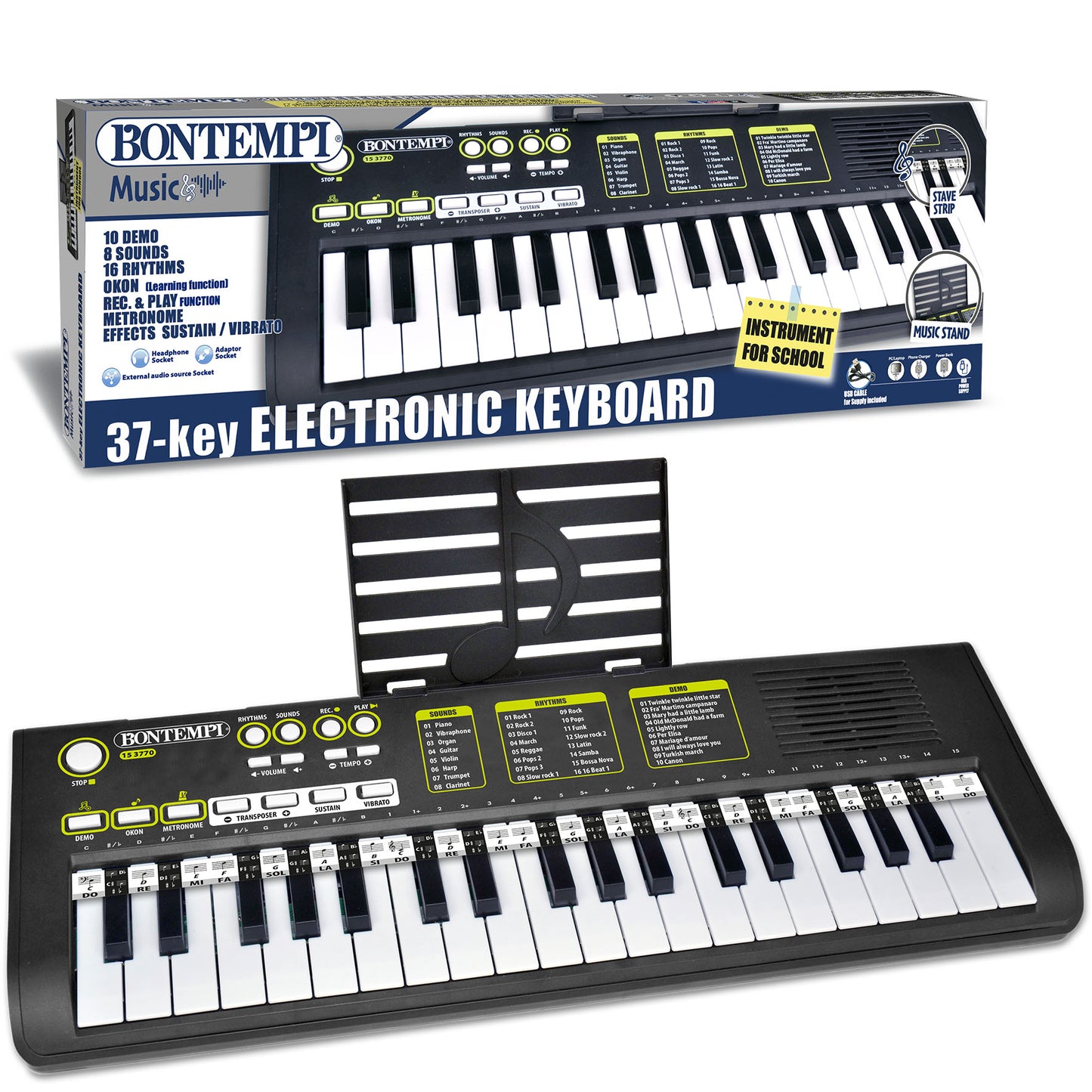 Bontempi 37-Key Electronic Keyboard with Music Stand