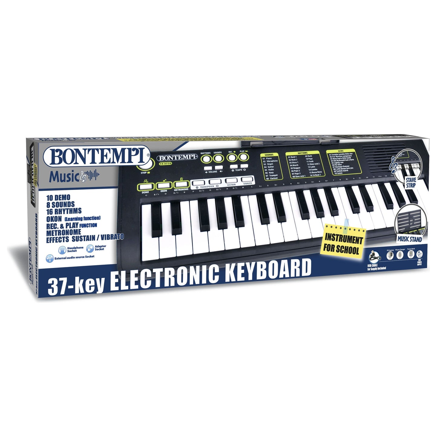 Bontempi 37-Key Electronic Keyboard with Music Stand