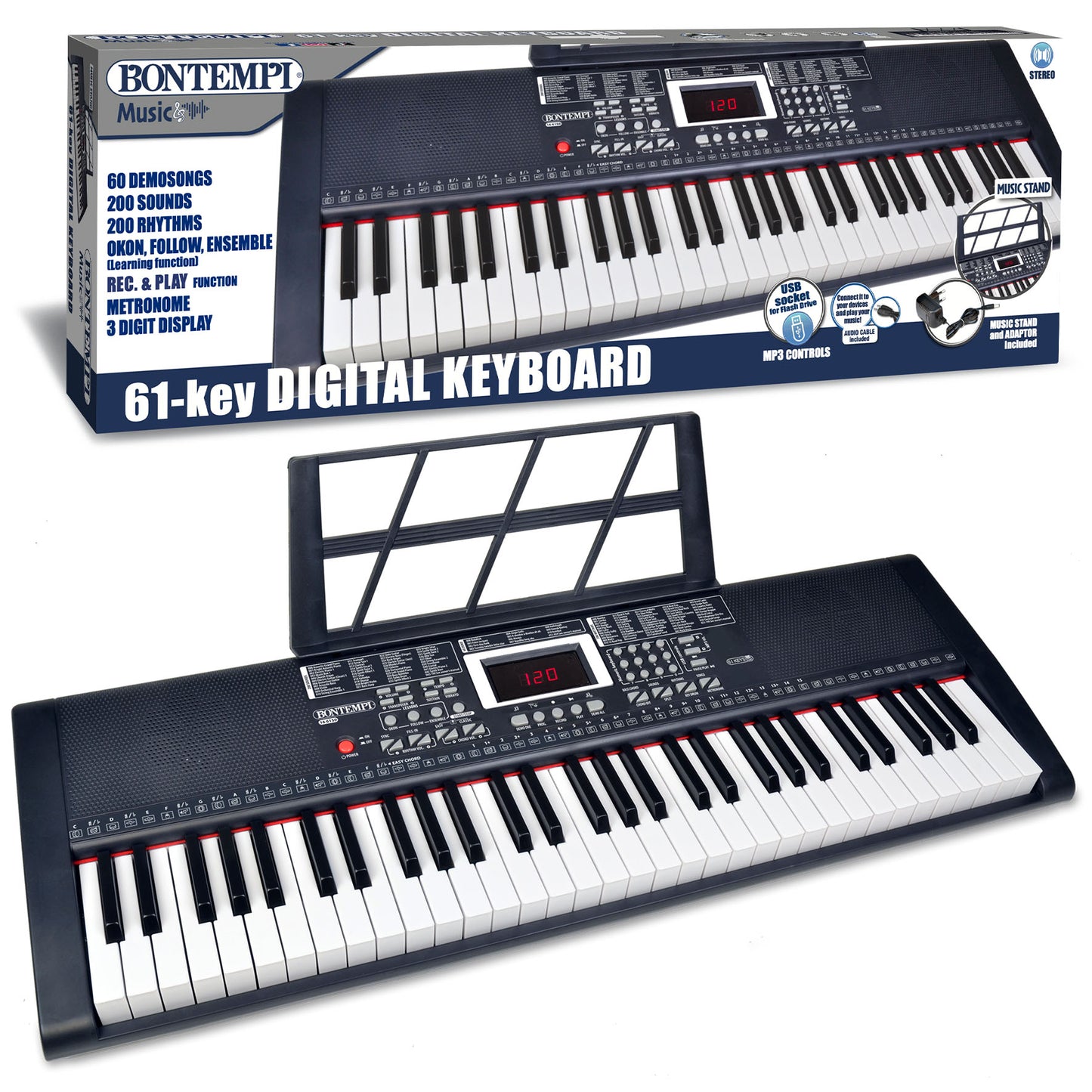 Bontempi Digital Keyboard with 61 Full Width Keys