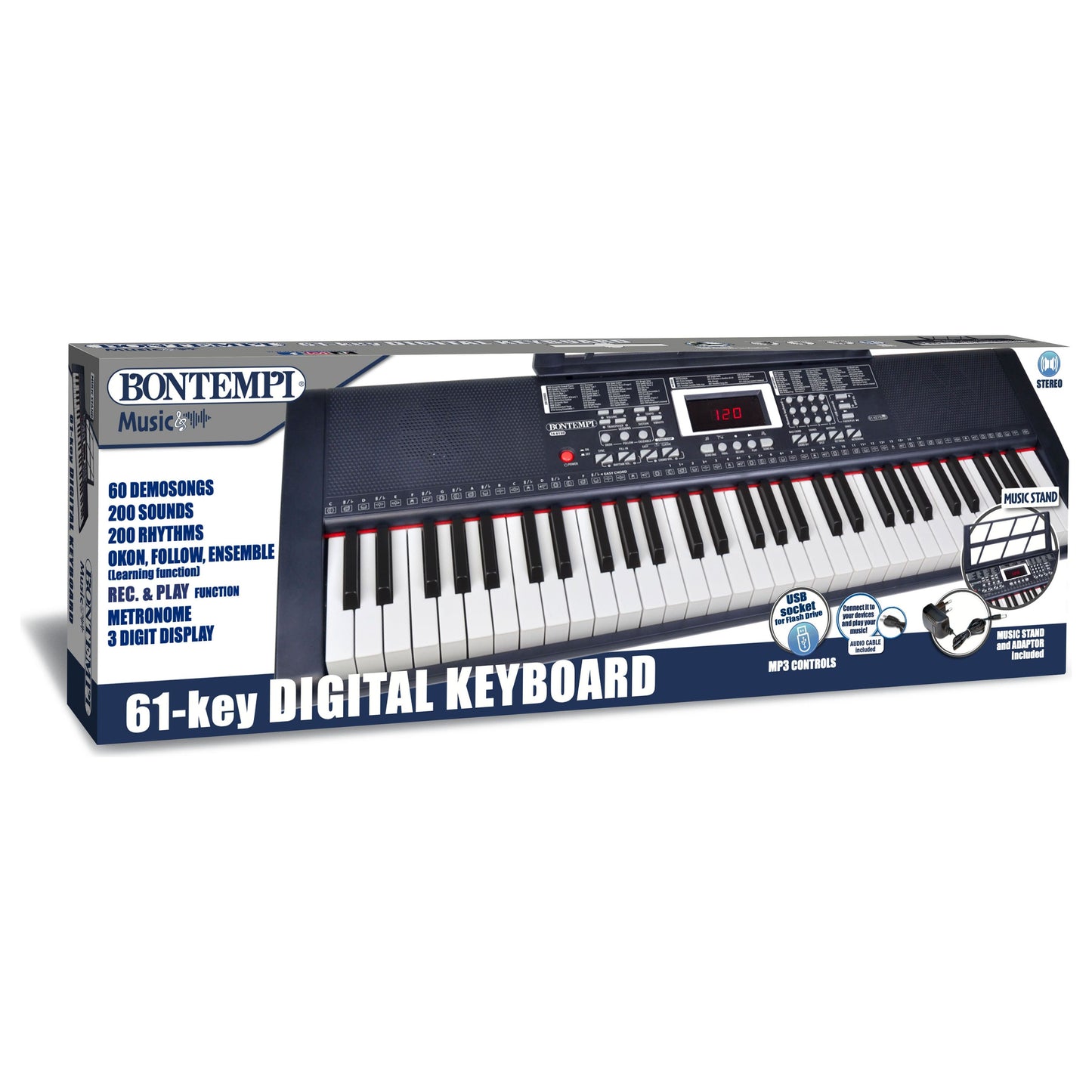 Bontempi Digital Keyboard with 61 Full Width Keys