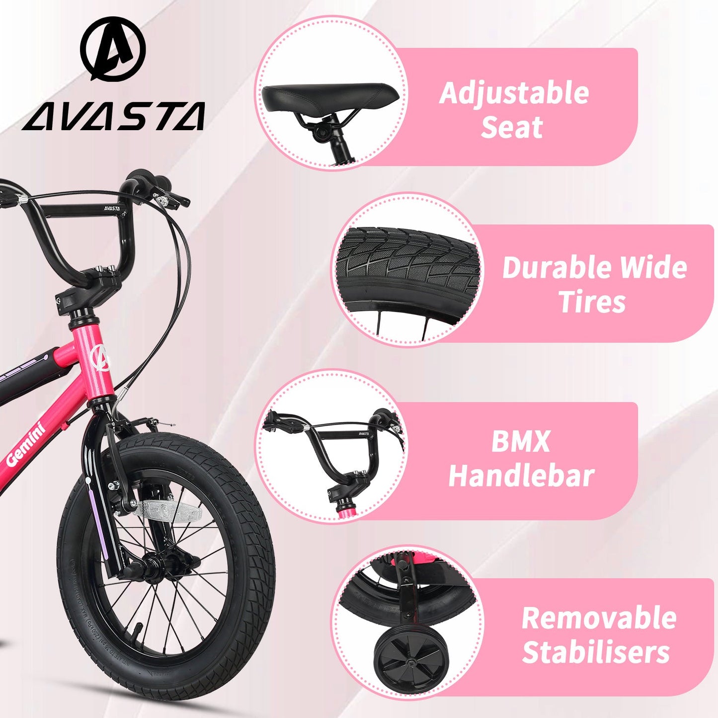 Glerc 14" BMX Style Kids Bike for 3 - 5 Years Old Kids - Gemini