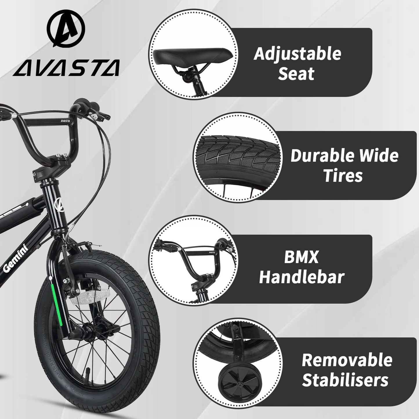 Glerc 14" BMX Style Kids Bike for 3 - 5 Years Old Kids - Gemini
