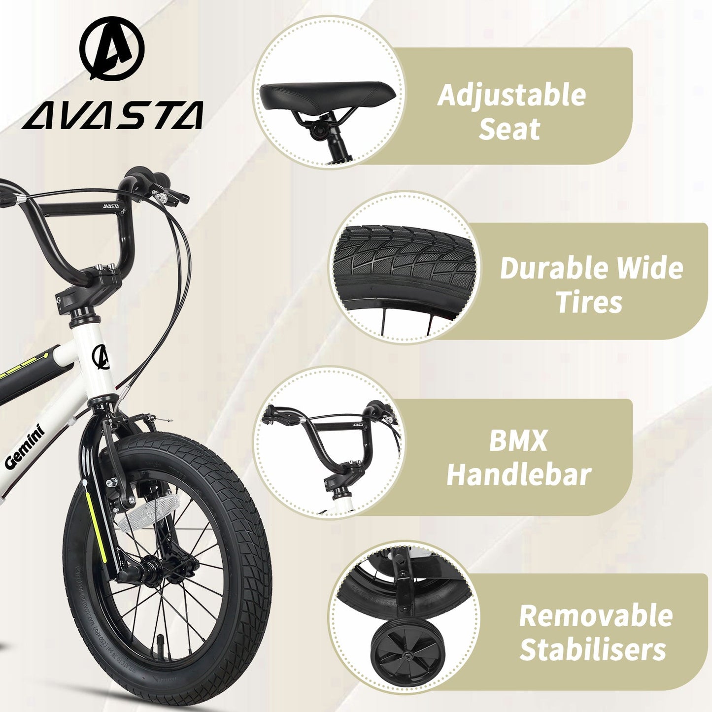 Glerc 16" BMX Style Kids Bike for 4 - 7 Years Old Kids - Gemini