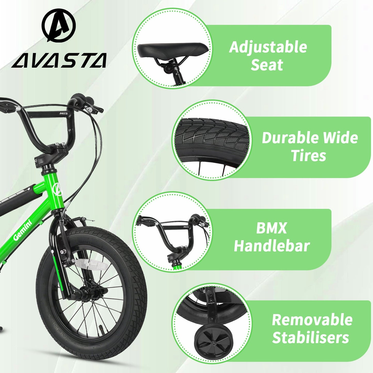 Glerc 14" BMX Style Kids Bike for 3 - 5 Years Old Kids - Gemini